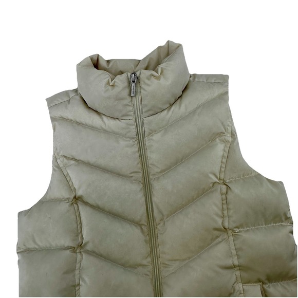 Lands End Down Vest Women's XS Ivory White Puffer Quilted Zip Front - Picture 2 of 11